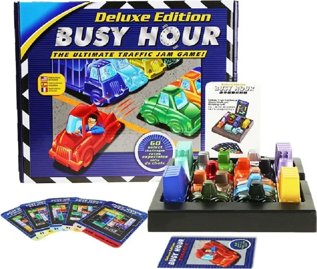 COIL Lernspielzeug, Kinderspiele, Lernspiel, Puzzlespiel, Arcade-Spiel, Busy Hous/Rush Hour, 15 Autos, 60 Karten mit Aufgaben, für Kinder ab 8 Jahren