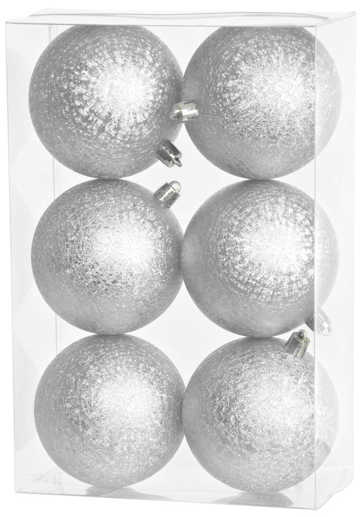 Palline MagicHome Natale, 6 pz, argento, per albero di Immagine del prodotto 