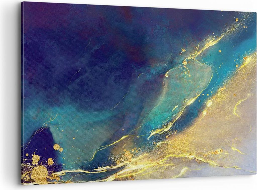 Bild auf Leinwand - Leinwandbild - Einteilig - Gold Granate Abstraktion - 100x70cm - Wand Bild - Wanddeko - Wandbilder - Leinwanddruck - Bilder - W...