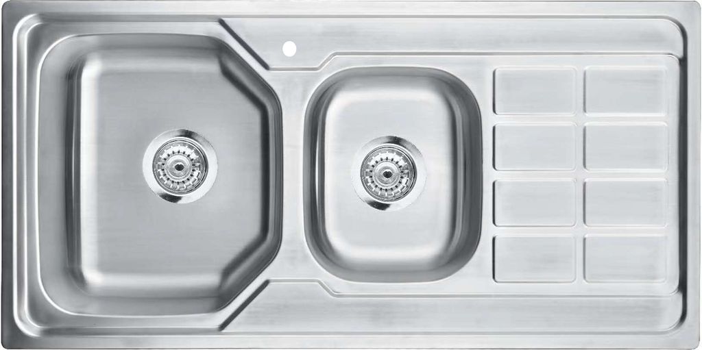 Preero-100x50 Küchenspüle Edelstahl 304, Materialstärke 0,8mm, 2 Becken, Spülbecken, Einbauspüle