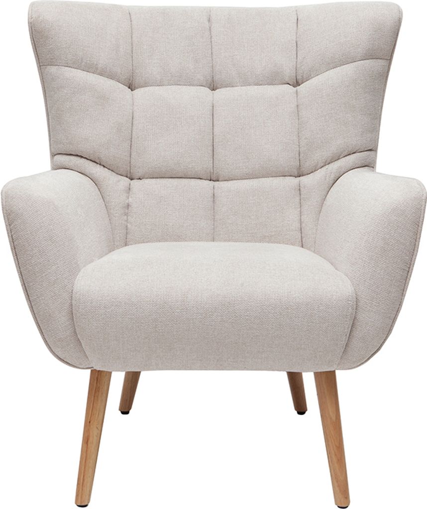 Miliboo - Sessel im gemustertem Samtdesign beige Holzfüße Produktbild 