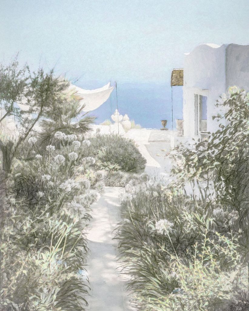 Sanders & Sanders Fototapete Côte d’Azur Blau und Grüngrau 200 x 250 cm