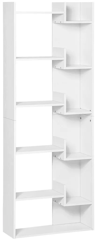 Bibliothèque irrégulière blanche 162cm colonne de rangement étroite bois