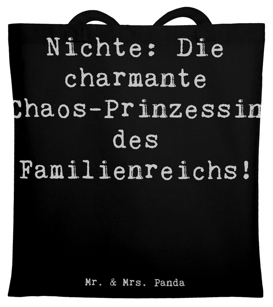 Mr. & Mrs. Panda Shopping Tasche Spruch Nichte Chaos-Prinzessin - Schwarz - Geschenk, Verwandtschaft, Prinzessin, Laptoptasche, Alltagstasche, Lieb...