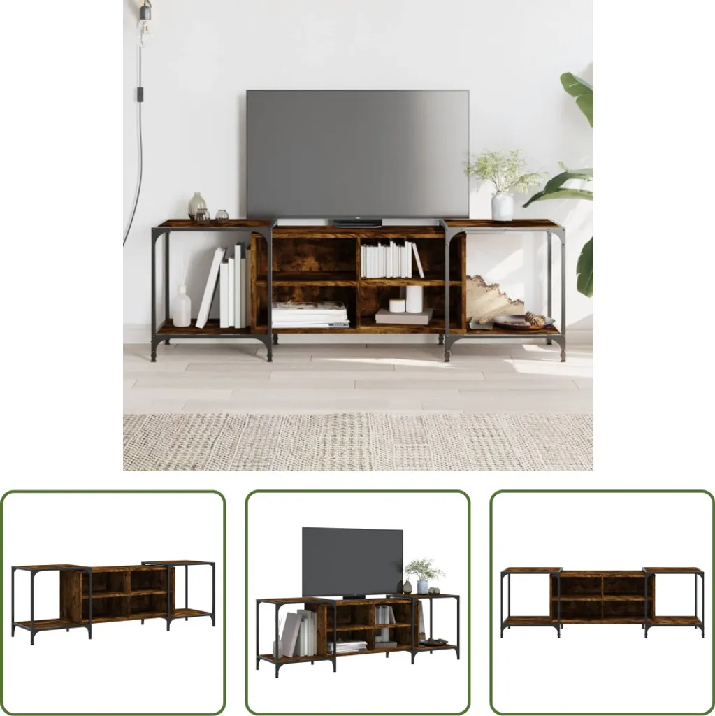 Mobile TV Industriale 153cm Legno Rovere Fumé | Supporto Multimediale