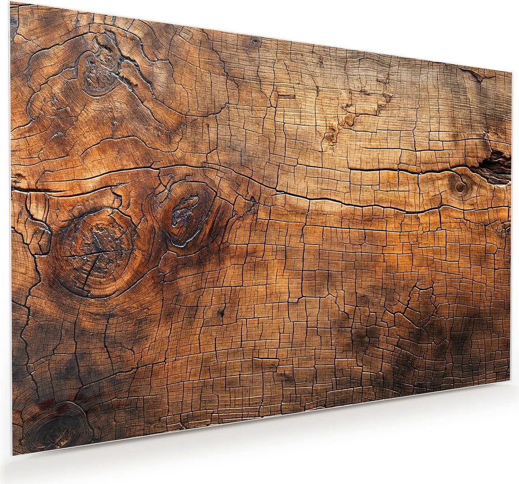 Glasbild 90x60cm in XXL für Wohnzimmer, Schlafzimmer Motiv Vintage Holzmaserung