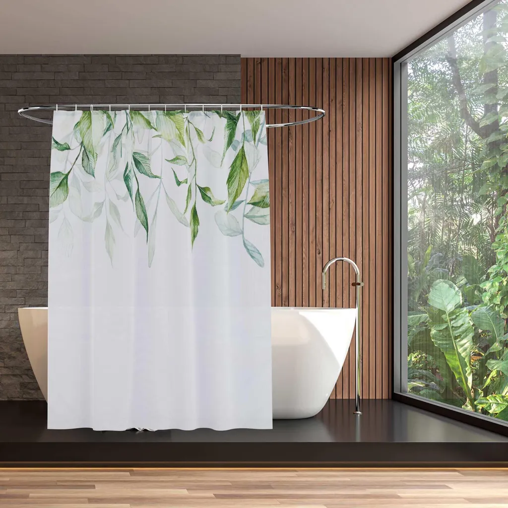 Tenda Doccia Con Fiori 180x200 Cm | Impermeabile, Antimuffa E Asciugatura Rapida | Set Con Anelli Inclusi Per Bagno