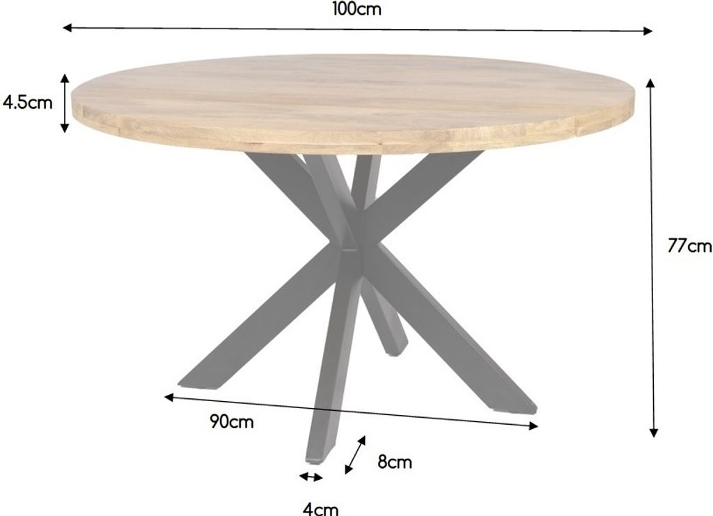 Zita Home Esstisch 100cm rund echtes Massivholz mit Produktbild 5