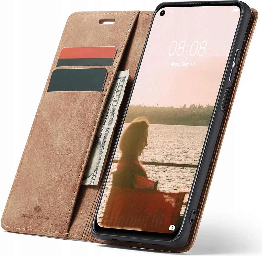 Etui SPACECASE Wallet Huawei P40 Lite Bronze avec rabat de protection