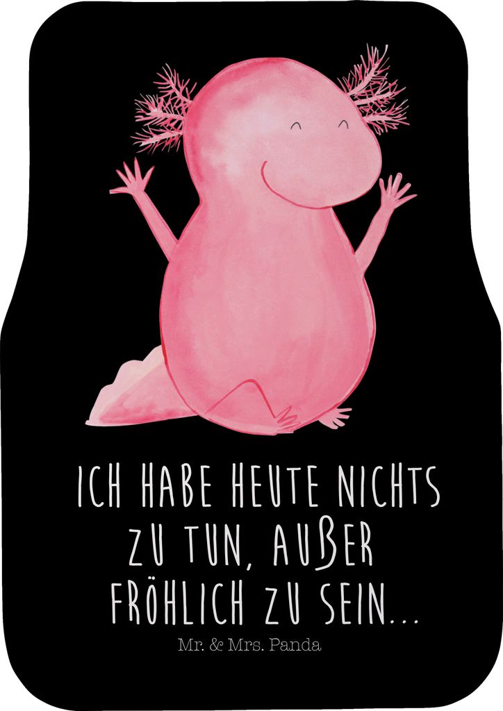 Mr. & Mrs. Panda Autoteppich Axolotl Hurra - Schwarz - Geschenk, Lurch, Zufriedenheit, Auto-Fußmatte, Auto Teppich, Freude, Fußmatte Fürs, Autom...