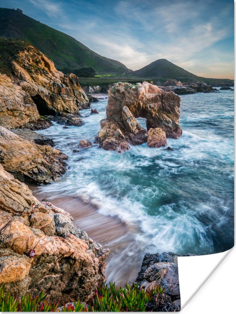 MuchoWow Poster Meeresbogen im Garrapata State Park in Big Sur Amerika 90x120 cm - Wohnzimmer