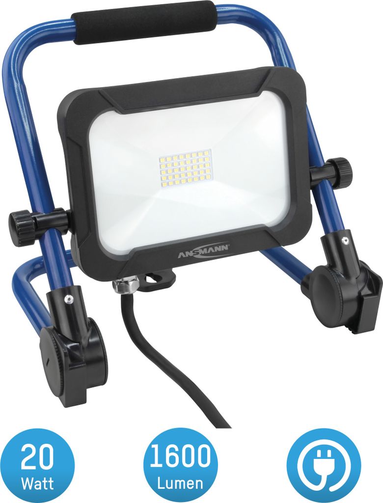 ANSMANN Baustrahler LED 20W – Baustellen Lampe, Bau Leuchte, IP54 wetterfest