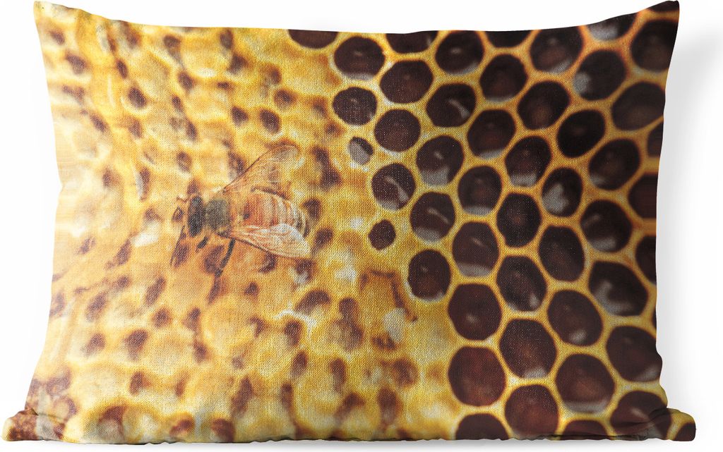 MuchoWow Outdoor Kissen - Honigwabe und Biene - 60x40 cm - Wetterfest - Lounge Kissen - Zierkissen - Kissen für Innenräume