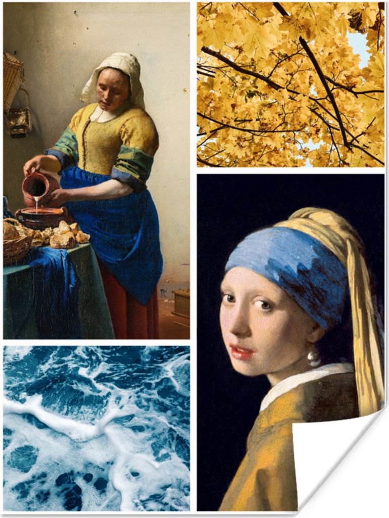 MuchoWow Poster Collage - Vermeer - Milchmädchen - Mädchen mit Perlenohrring 90x120 cm - Wohnzimmer