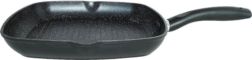 Grillpfanne Ø28cm Steakpfanne Bratpfanne Induktion in Schwarz mit Ausläufe