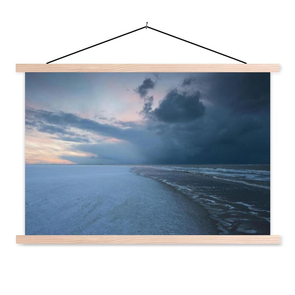 MuchoWow Textilposter Nordsee - Sturm - Wasser 60x40 cm mit holzfarbenen Rahmen - Bilder
