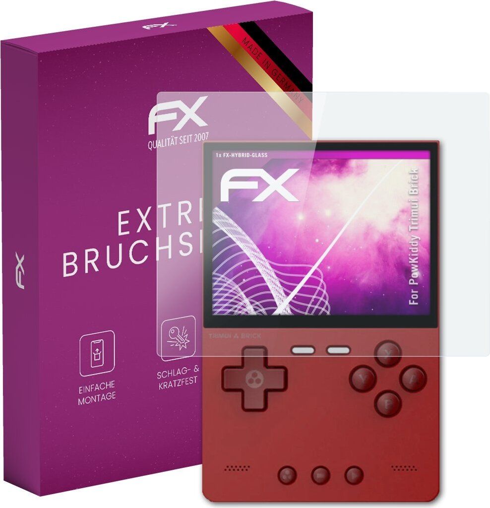 atFoliX FX-Hybrid-Glass Displayfolie kompatibel mit PowKiddy Trimui Brick Glasfolie
