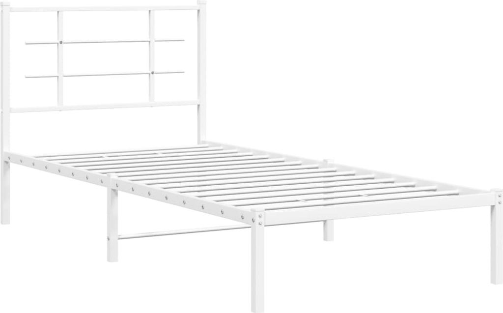 Bettgestell mit Kopfteil Metall Weiß 90x200 cm