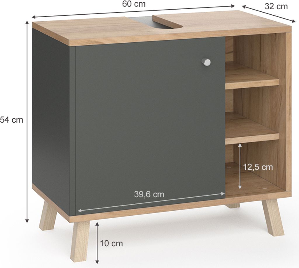 Vicco Waschbeckenunterschrank Senyo, 60 x 54 cm, Produktbild 3