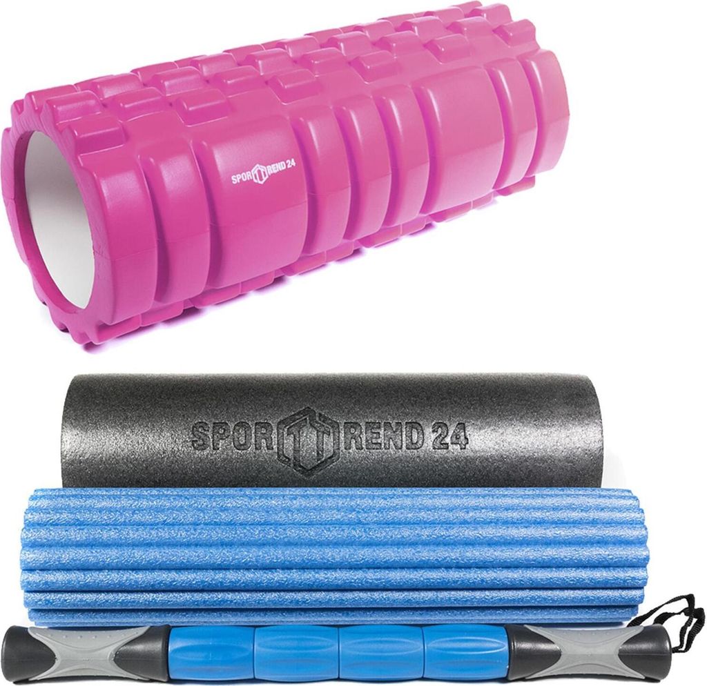 3 in 1 Faszienrollen Set + Faszienrolle mit Noppen Pink