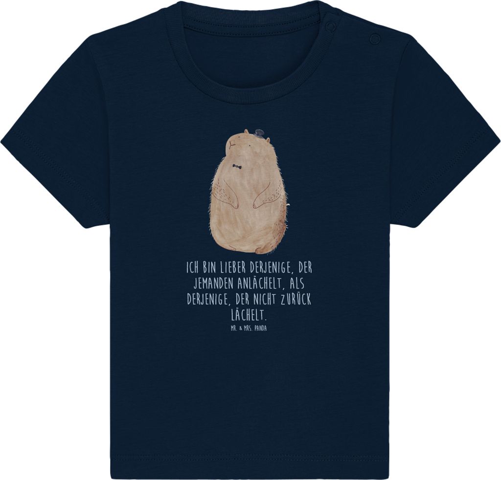 Mr. & Mrs. Panda Babyshirt Murmeltier 0. - 6. Monat - French Navy - Geschenk, Lustige Sprüche, Anstand, T-Shirt, Fröhlichkeit, Baby Shirt, Baumwo...