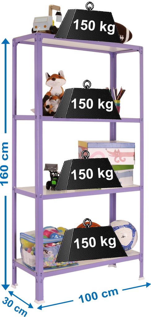 SIMONHOME CLICK WOOD PLUS 4/300 VIOLETT/WEISS metall prateleira