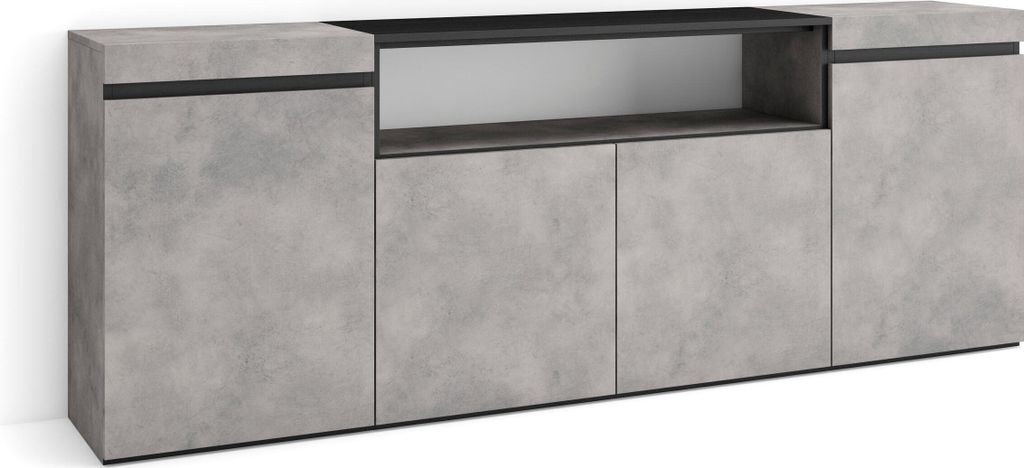 Sideboard, Highboard, 200x35x75cm, 4 Türen, Wohnzimmer, Produktbild 