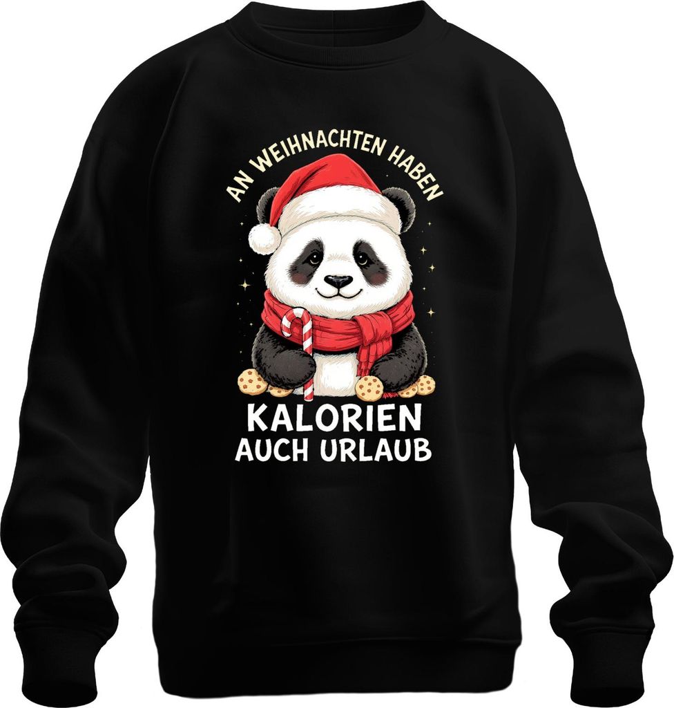 Kalorien haben Urlaub Weihnachten Panda Zuckerstange Kekse lustig Uni Sweatshirt Pullover, Schwarz, L
