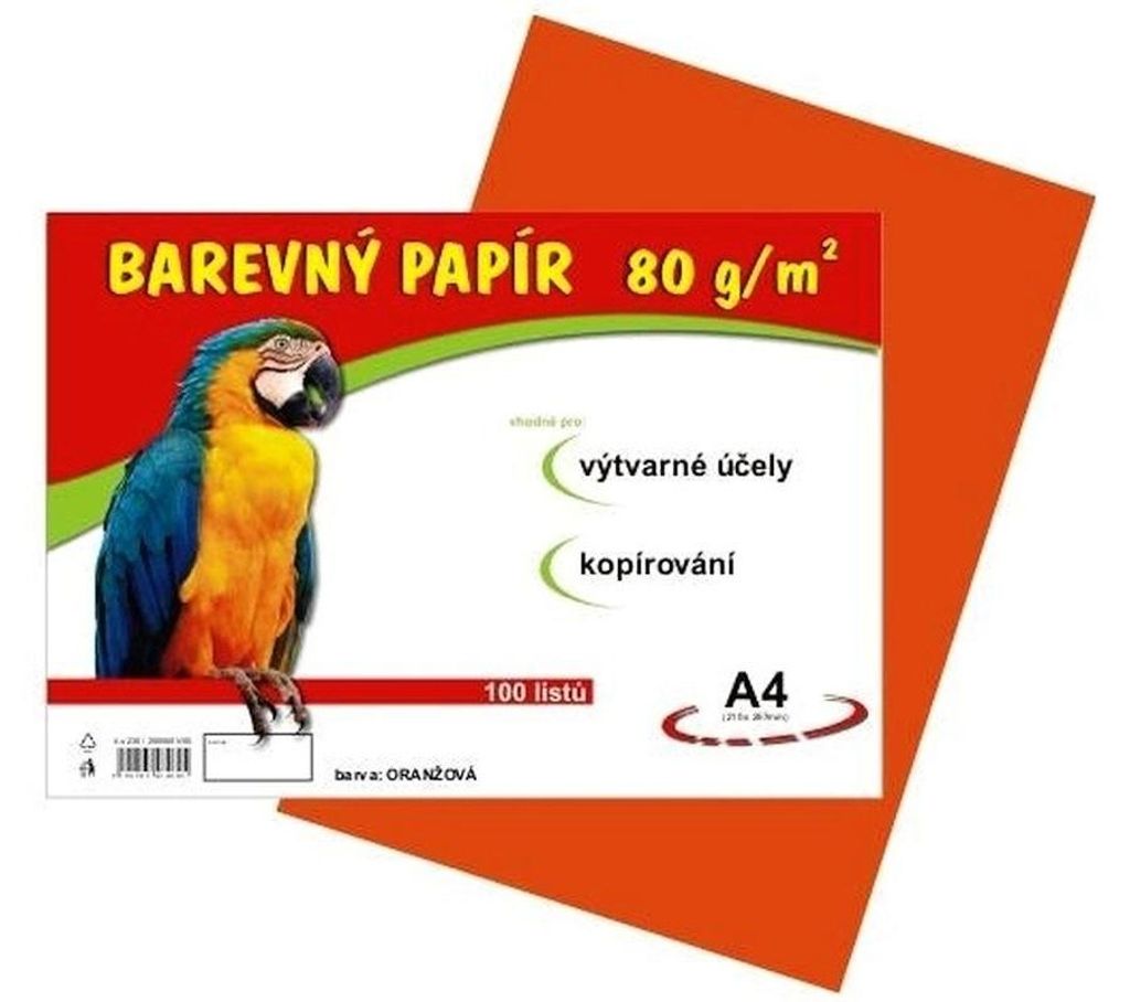 Papír A4, 80 g, oranžový, 100 listů