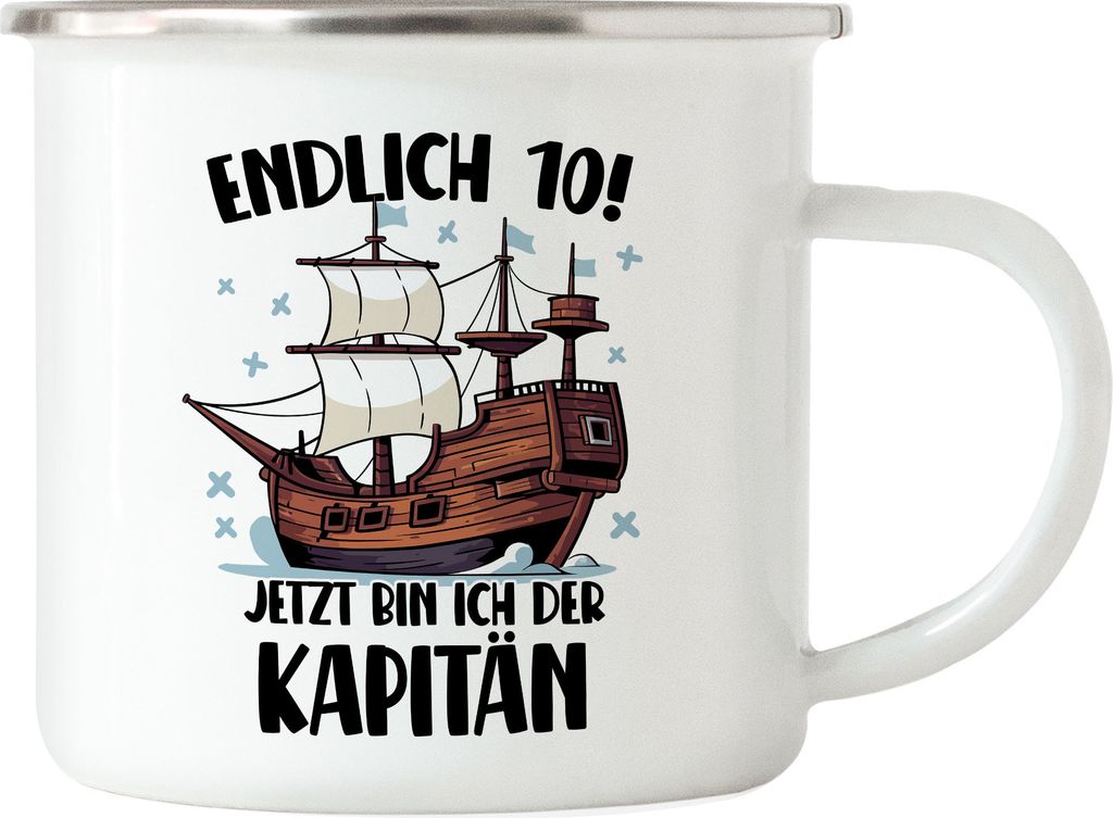 Geburtstag 10 Jahre Emaille Tasse 10 Jahre 10. Geburtstag Pirat Piraten Motto