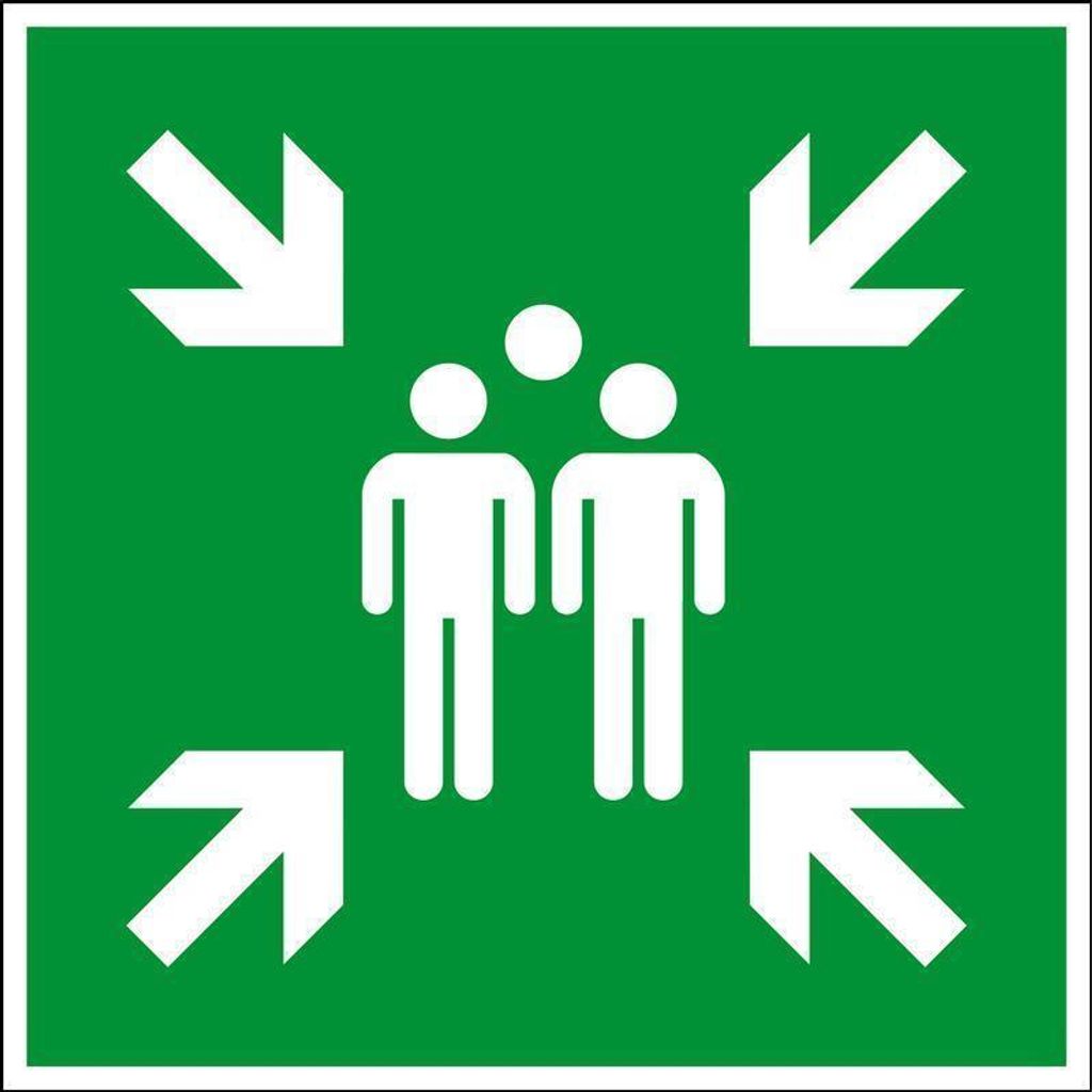 Fluchtwegsschild "Sammelstelle", für Innen- und Außenbereiche, in verschiedenen Größen und Materialien verfügbar, Maße 40 x 40 cm, Material A...