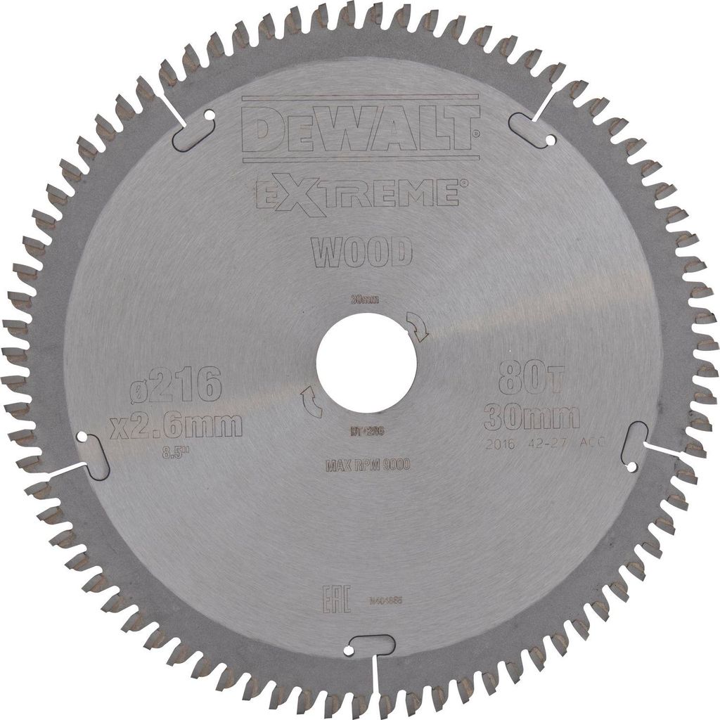 DeWalt Kreissägeblatt stat. 216/30 mm 80TFZ, EXTREME Stationärkreissägeblatt
