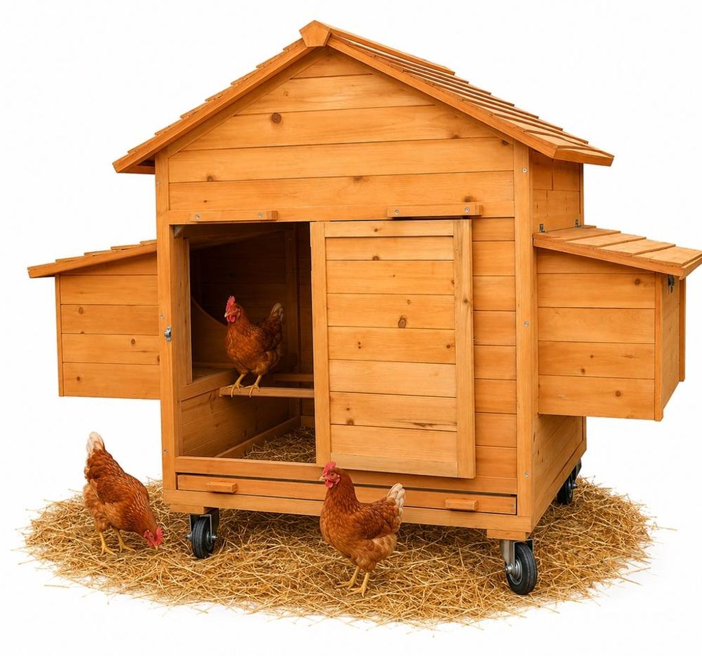 Mucola Hühnerstall inkl. 2 Nestboxen und Rampe Rollbar Produktbild 