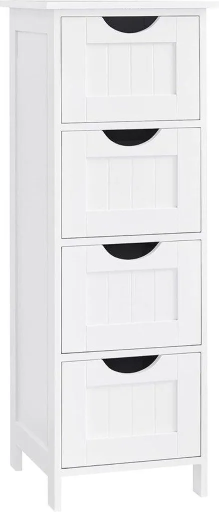 Colonne de salle de bain gain de place en bois blanc pour petits espaces