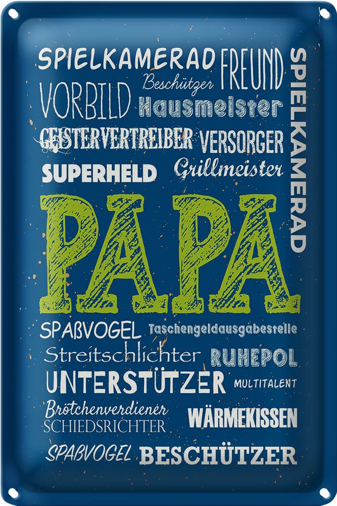 Blechschild Spruch Papa Superheld Vorbild Beschützer 20x30cm