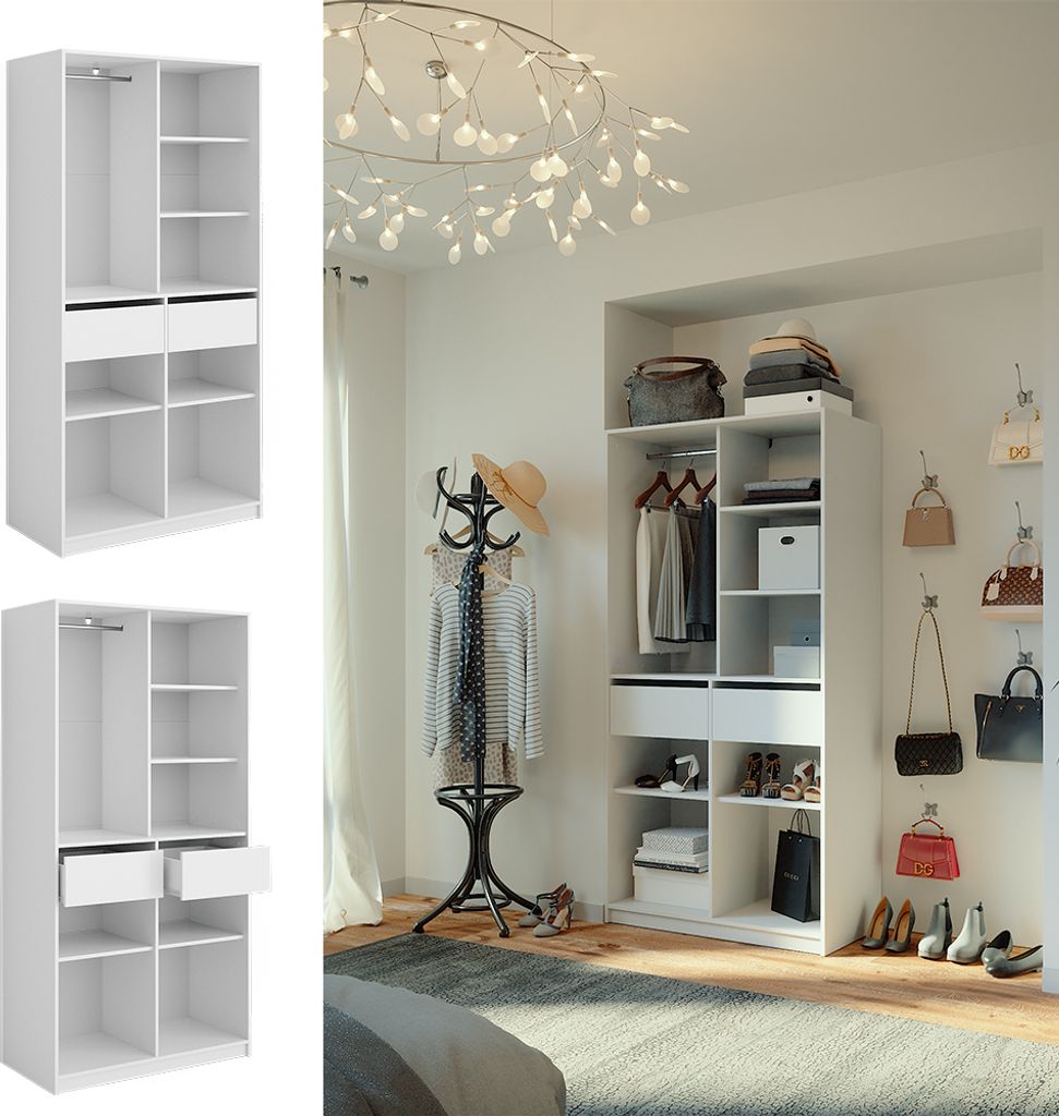 Vicco Kleiderschrank Elmo, 100 x 200 cm mit 2 Schubladen, Produktbild 2