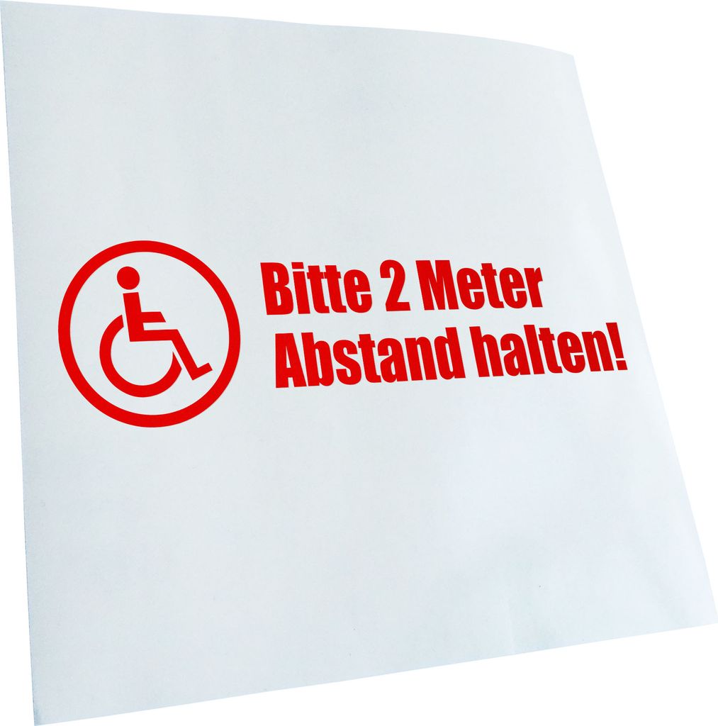 Kiwistar - Autoaufkleber - Rollstuhl - 2m Abstand halten Heckscheibe - Aufkleber für Auto Kfz Fahrrad, LKW, Truck Mofa