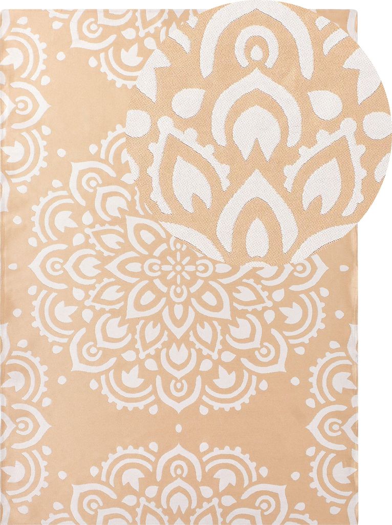 BELIANI Outdoorteppich Beige 160 x 230 cm Rechteckig Orientalisches Muster Modern Indoor Outdoor Terrasse Balkon Garten