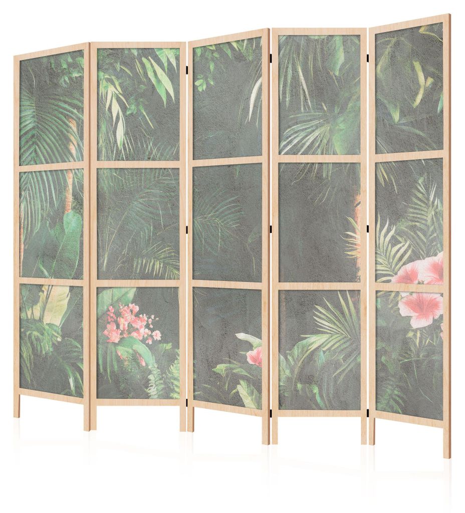 LUMASOUL Paravent einseitig, Paravent Raumteiler fur Innen, Motiv Dschungel Japanisch, 225x172 cm
