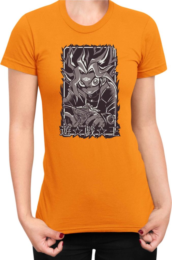 Damen T-Shirt Japan Manga Anime Comics Yu Gi 027, Lady 2XL / Orange