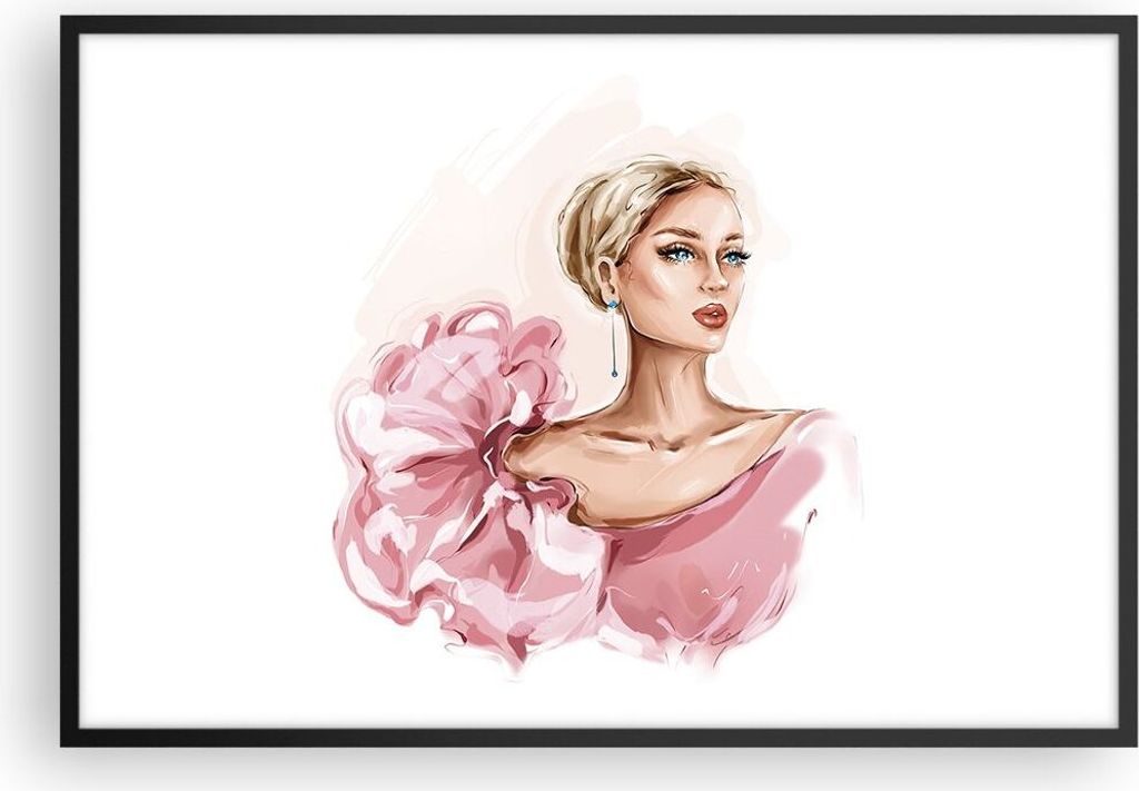 Gerahmtes Poster - Schwarzer Rahmen - Frau Künstlerin Mode - 91,5x61 cm - Wand Bild - Wanddeko - Wandbilder - Kunstposter - Wandposter - Bilderrah...