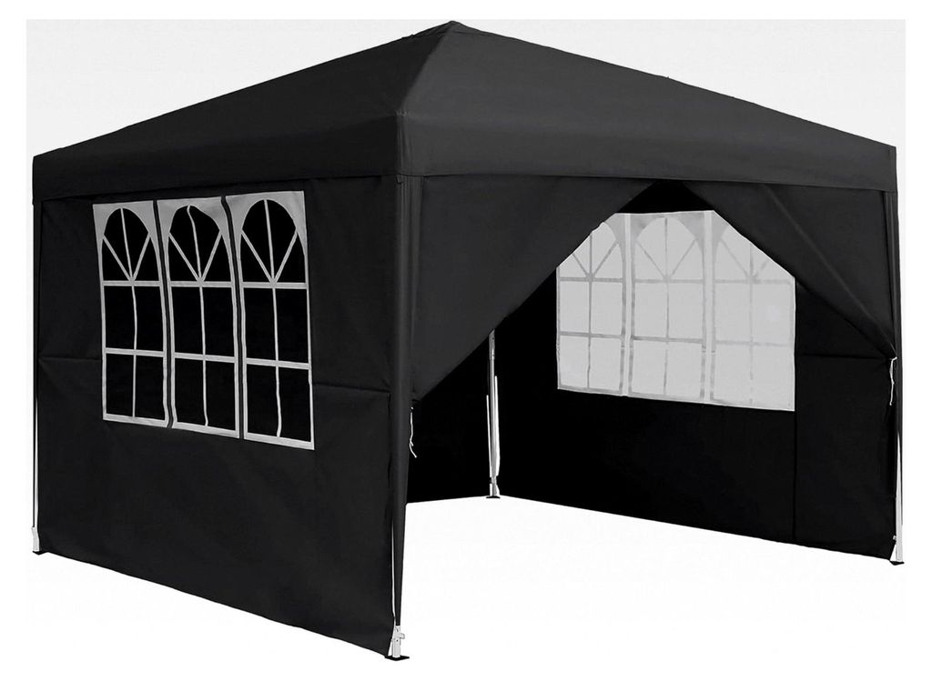 Gartenpavillon 2,5x2,5m Pop Up Faltpavillon mit 4 Seitenwänden, 3-stufig höhenverstellbar, wasserdicht und UV-Schutz, faltbares Partyzelt für Ga...