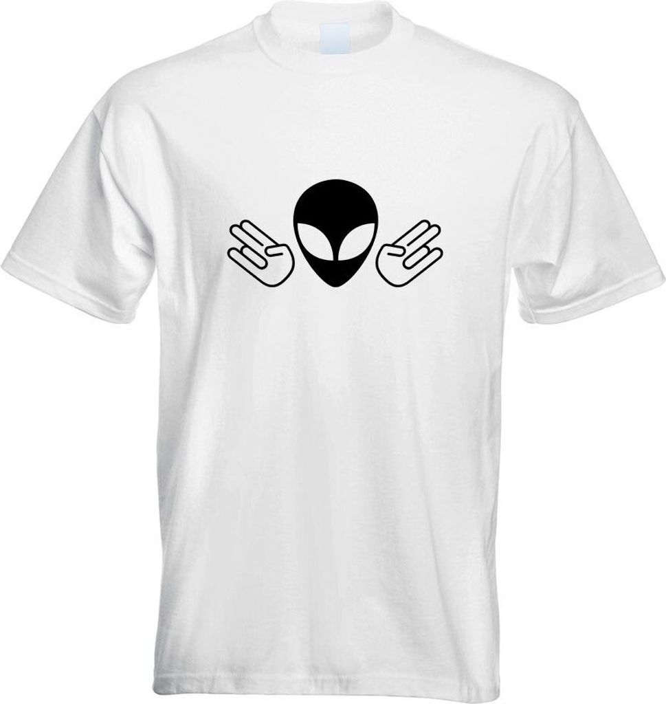 Kiwistar - T-Shirt - Weiss - Alien Doppel Shocker Motiv Bedruckt Funshirt Design Print - mit Motiv Bedruckt - Funshirt Design - Sport - Freizeit - ...