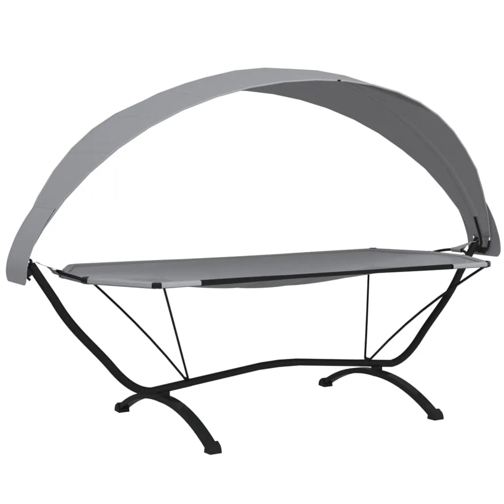 vidaXL Lit Lounge Extérieur Gris Acier avec Toit en Tissu Oxford Résistant