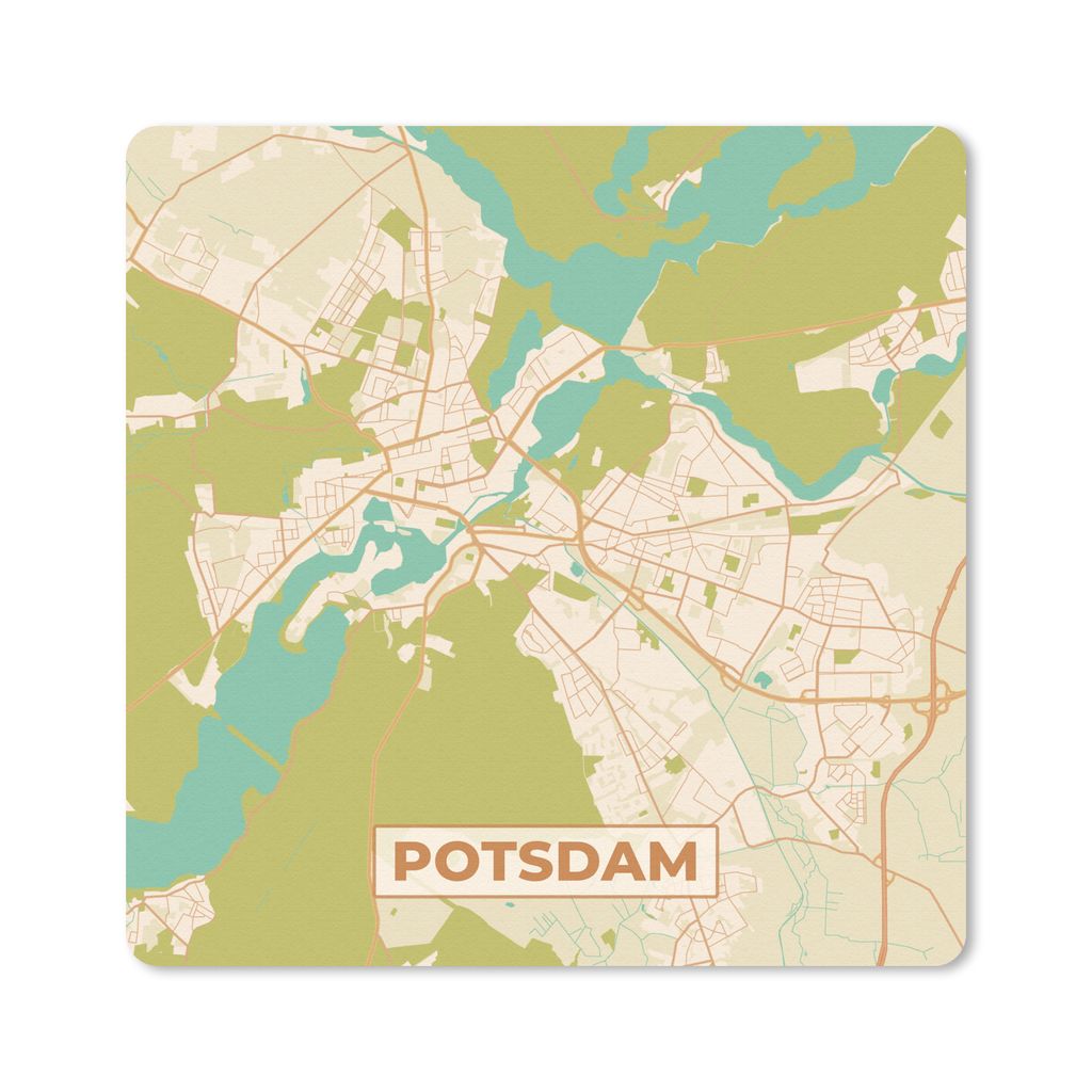 MuchoWow Mauspad Mousepad Stadtplan - Potsdam - Vintage - Karte 20x20 cm - Mousepads - Maus Mat - Pad - Mausunterlage - Desk Mat - Bureauartikeln