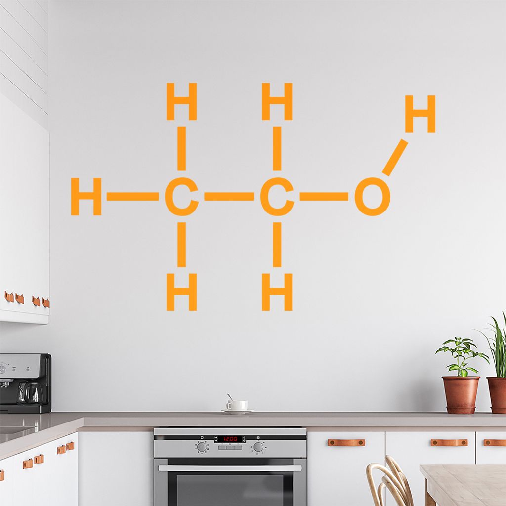 Ethanol Alkohol Äthanol Wandtattoo in 6 Größen - Wandaufkleber Wall Sticker - Dekoration, Küche, Wohnzimmer, Schlafzimmer, Badezimmer