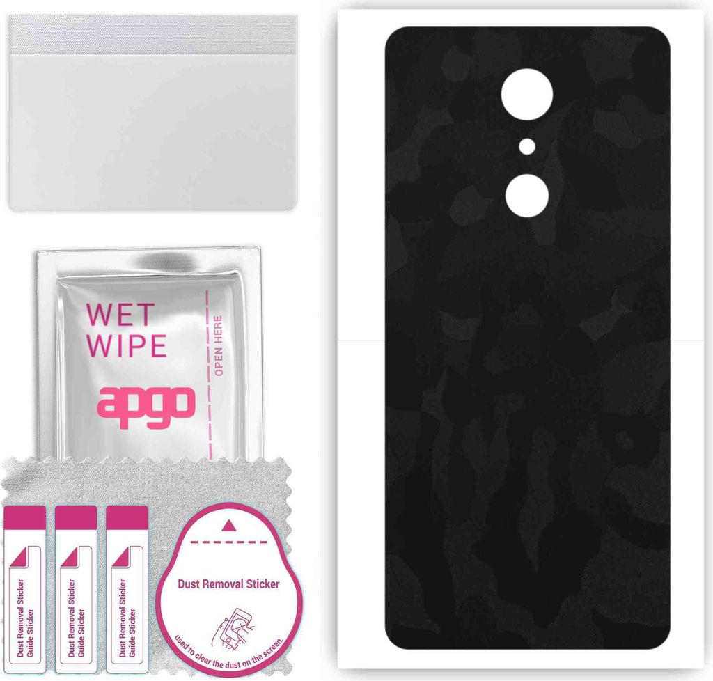 apgo Rückseite Schutzfolie, Skin, kompatibel mit LG K11 K10 (2018) , Hinten Displayschutzfolie aus Vinylfolie, kratzfest, einfache Montage - Schwa...