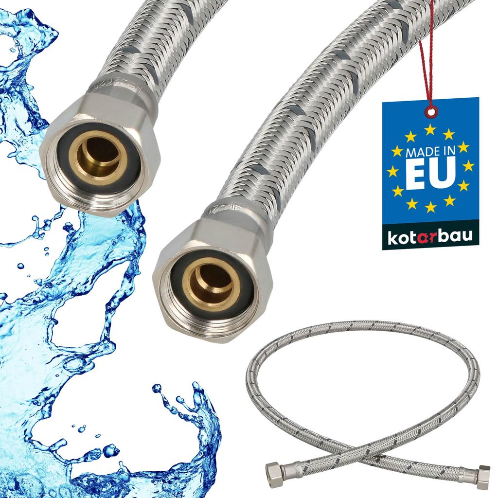 KOTARBAU Flexschlauch 3/8 Zoll Wasserschlauch 100cm Panzerschlauch 3/8“x3/8“ Anschlussschlauch für Armatur Schlauch Für Wasserhahn Edelstah...
