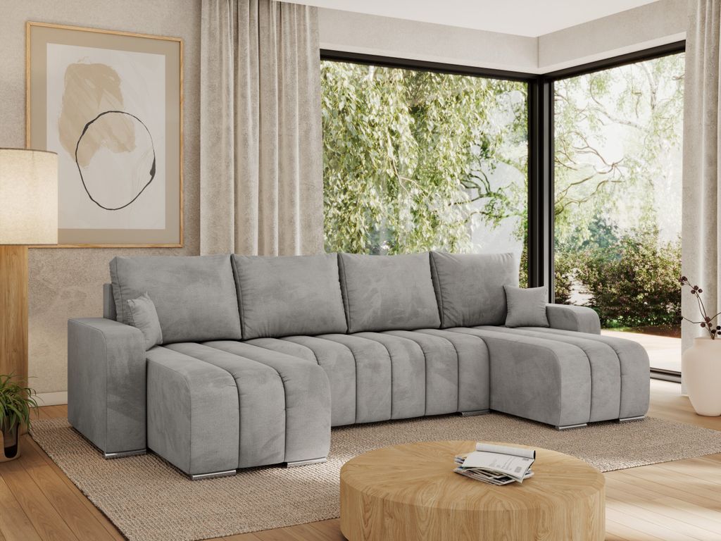 MKS MEBLE Sofa mit Schlaffunktion - Ecksofa mit Schlaffunktion und Bettkasten - Sofa 5 Sitzer - Schlafsofa - Couch - Schlafsofa mit Bettkasten - Ki...