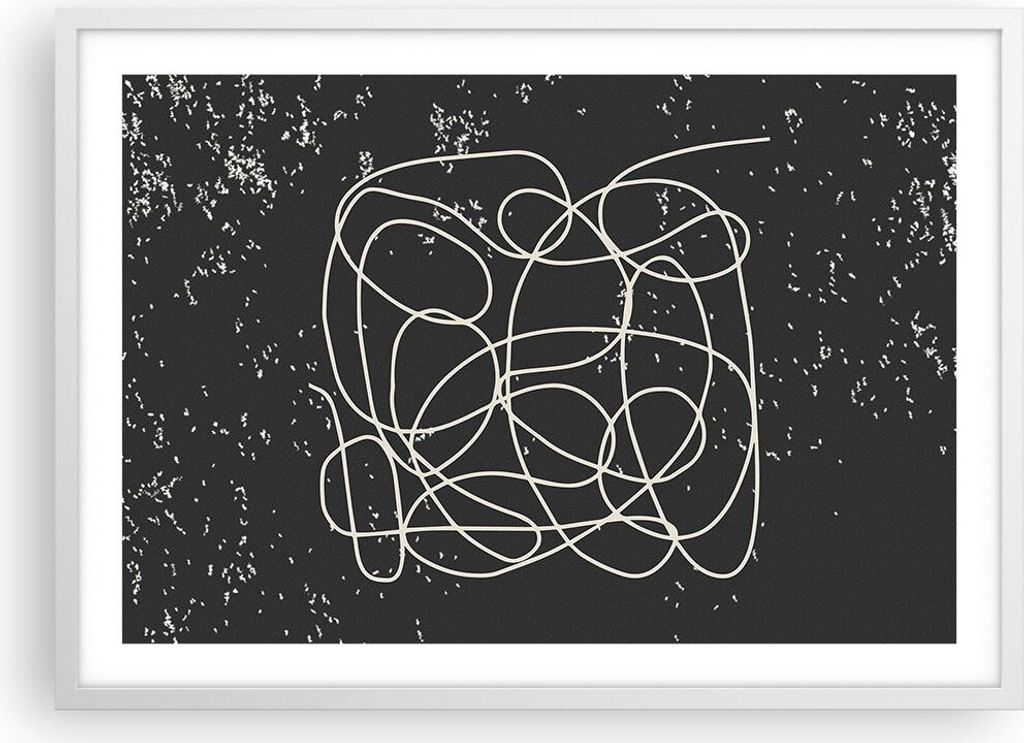 Gerahmtes Poster - Weißer Rahmen - Modern Linie Schwarz - 70x50 cm - Wand Bild - Wanddeko - Wandbilder - Kunstposter - Wandposter - Bilderrahmen -...